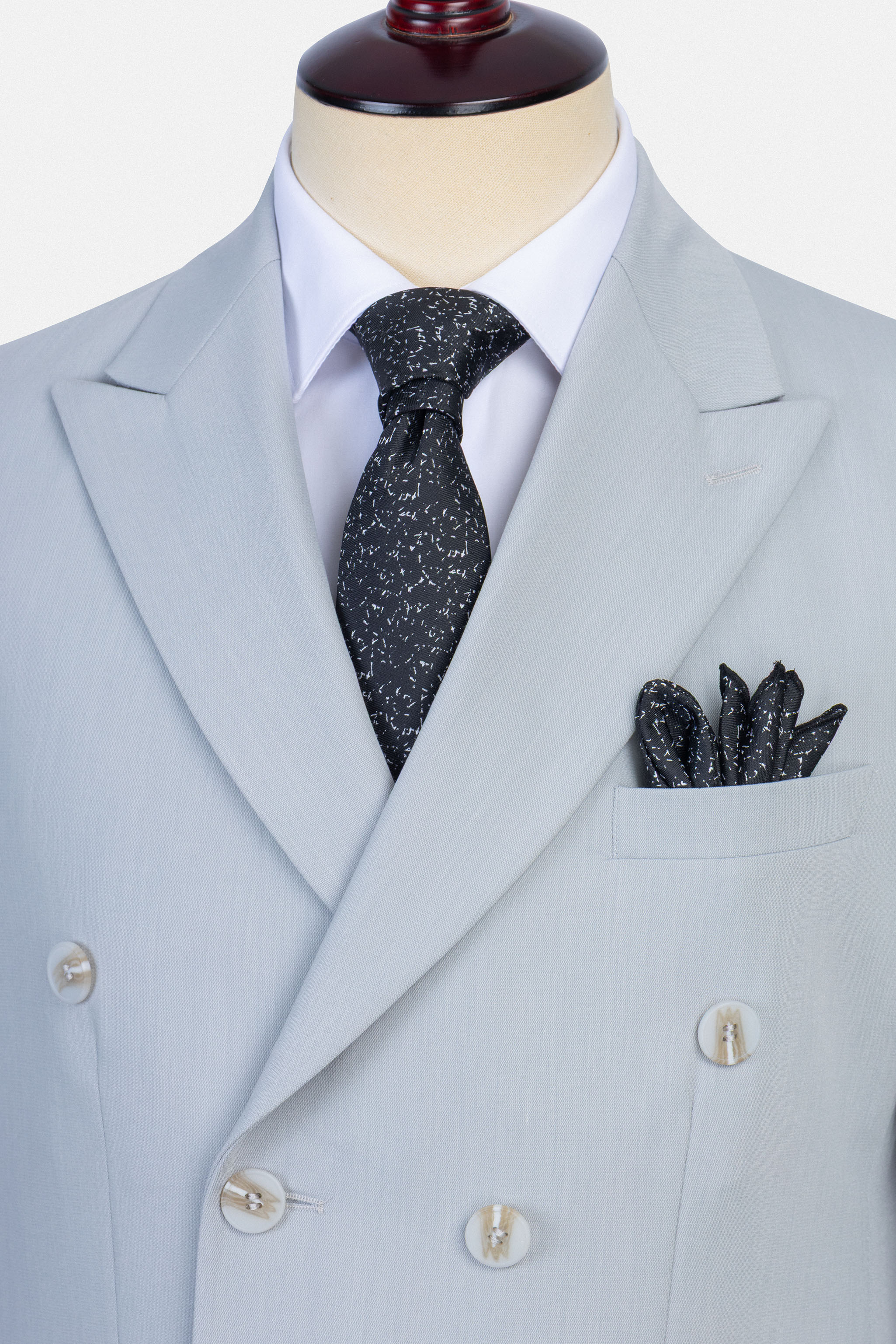 Light Gray Double Breasted Casual Suit