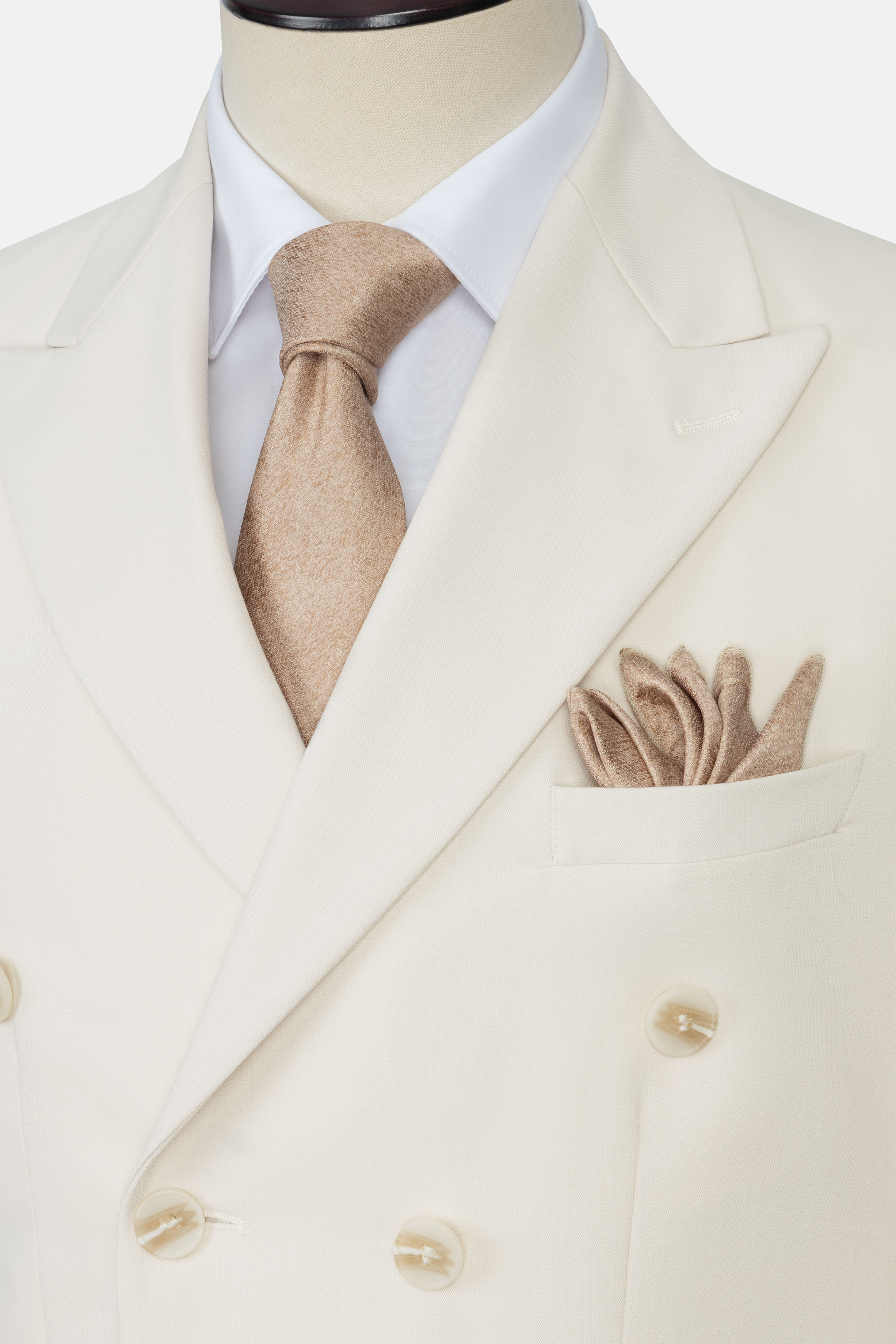 Off White Double Breasted Casual Suit