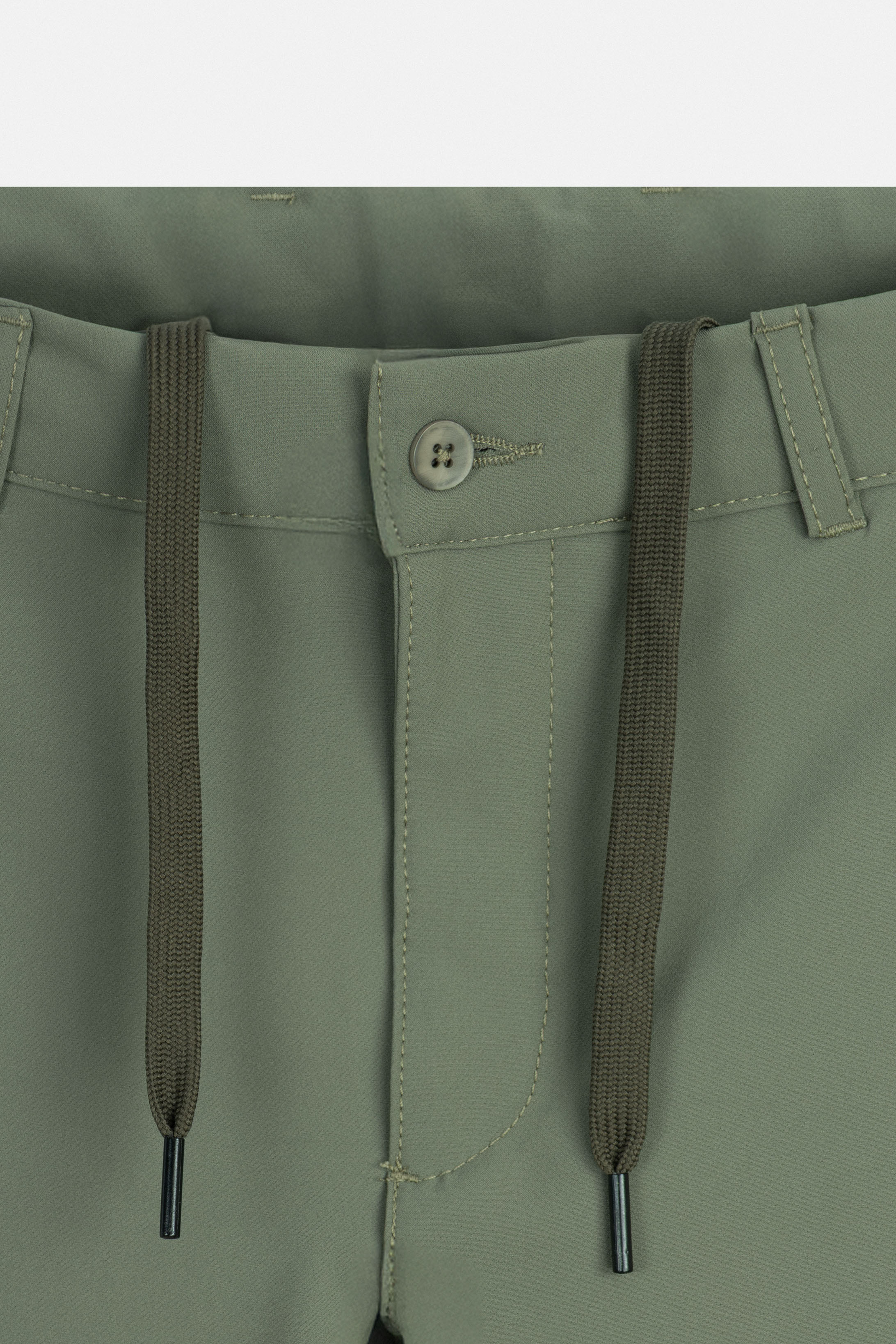 Laced-Up Olive Green Casual pants