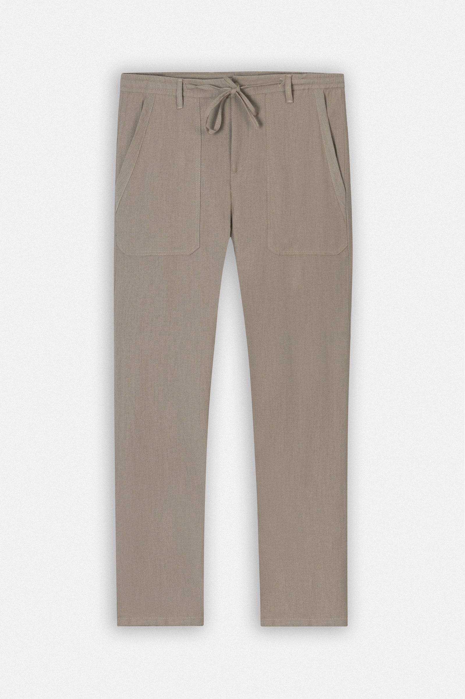 Laced-Up Camel Linen Look casual pants