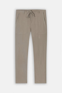 Laced-Up Camel Linen Look casual pants