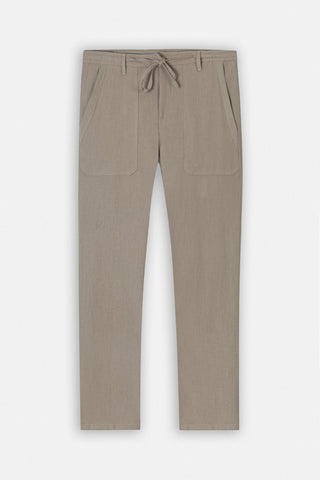 Laced-Up Camel Linen Look casual pants