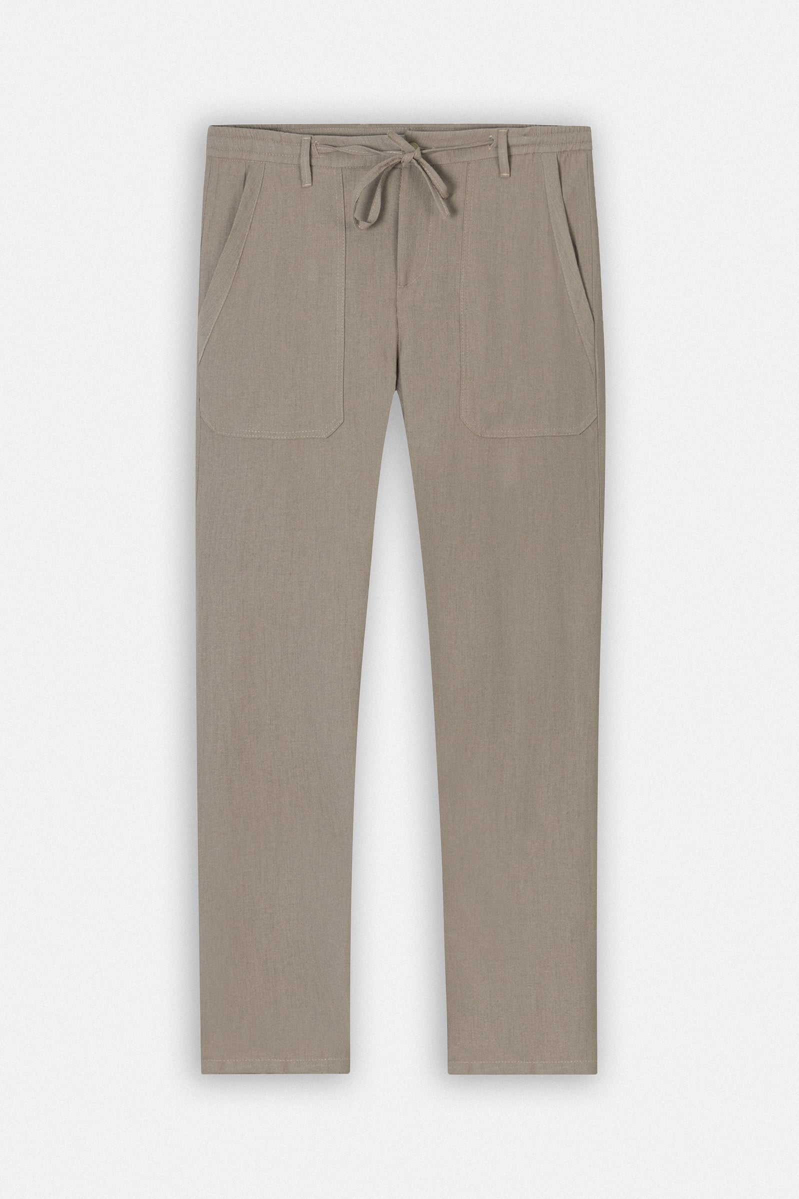 Laced-Up Camel Linen Look casual pants