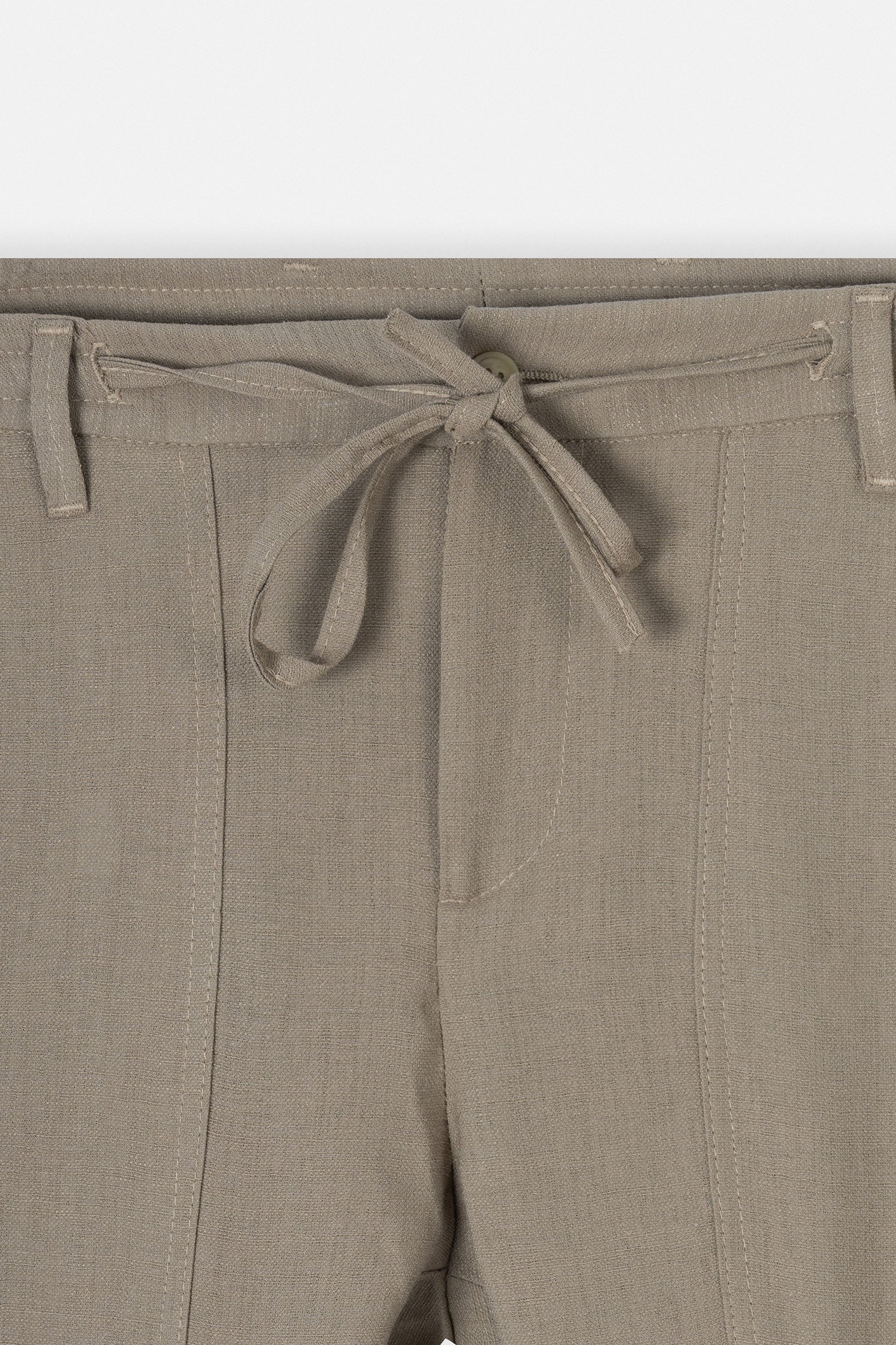 Laced-Up Camel Linen Look casual pants