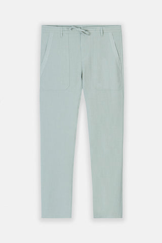 Laced-Up Mint Linen Look casual pants