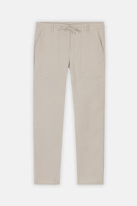 Laced-Up Light Beige Linen Look casual pants