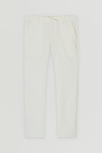 Laced-Up off White Linen Look casual pants