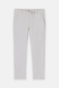 Laced-Up Beige Linen Look casual pants