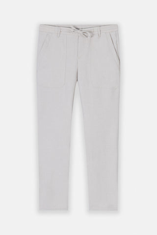 Laced-Up Beige Linen Look casual pants