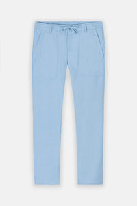 Laced-Up Light Blue Linen Look casual pants