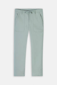 Laced-Up Green Linen Look casual pants