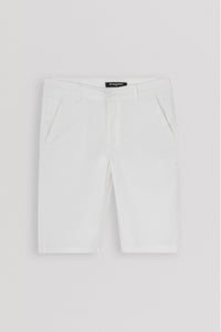 Patterned Off White Gabardine Short