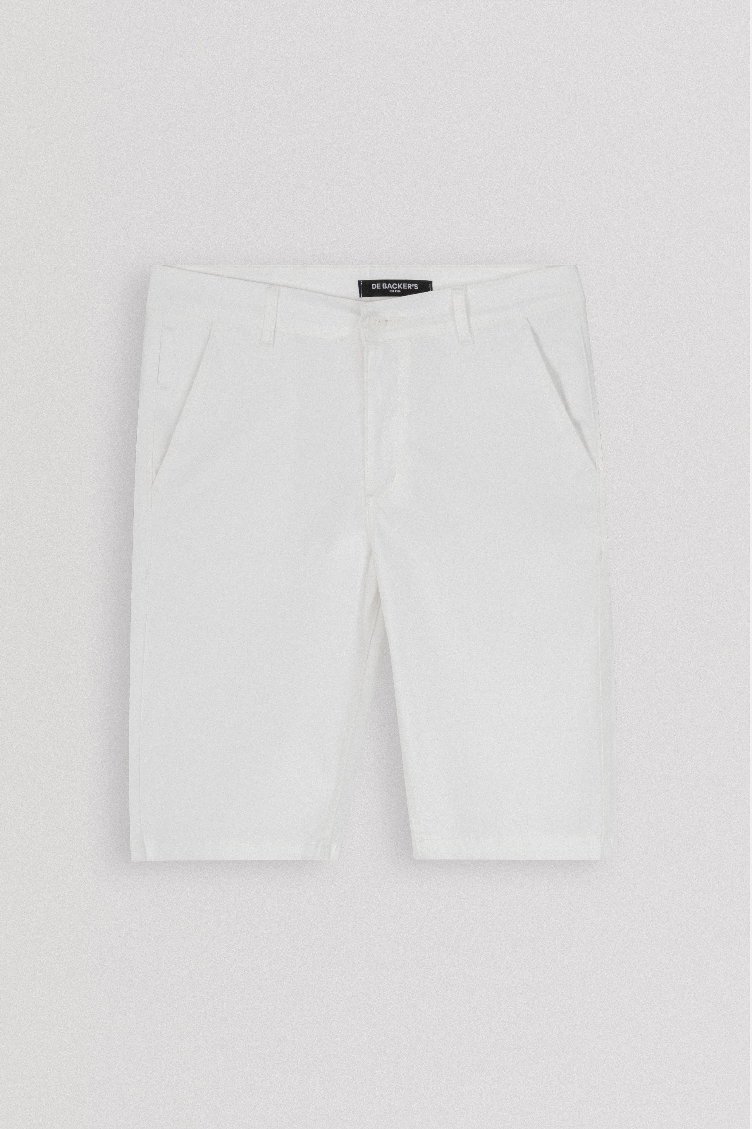 Patterned Off White Gabardine Short