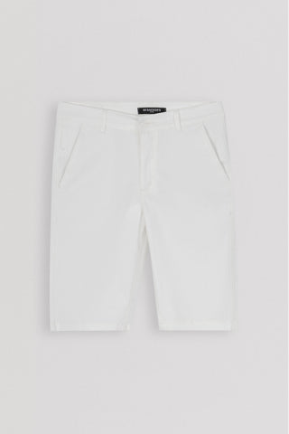 Patterned Off White Gabardine Short