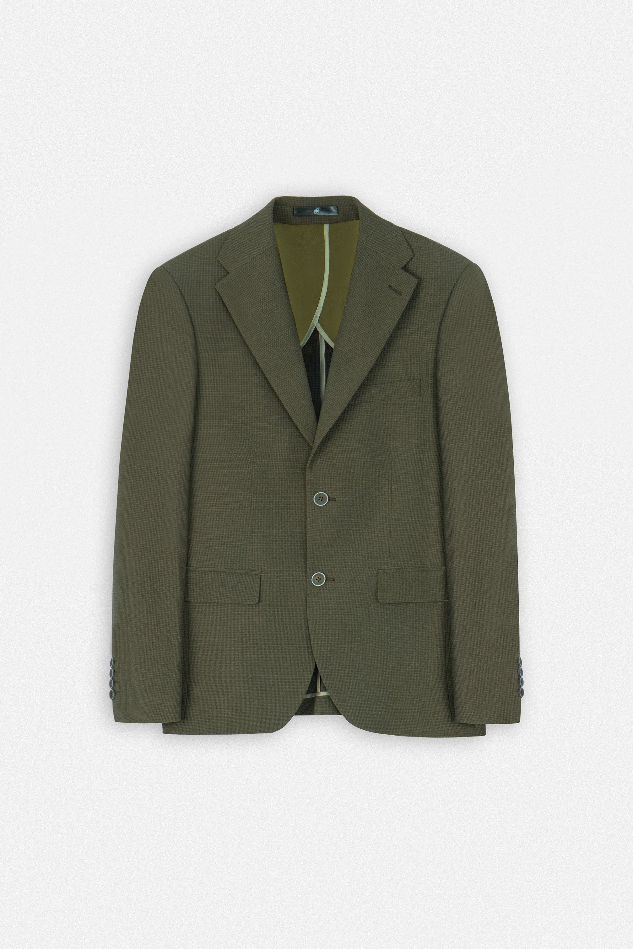 Dark Green Checked Casual Blazer