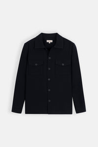 Patterned Black Button-Up Over-Shirt