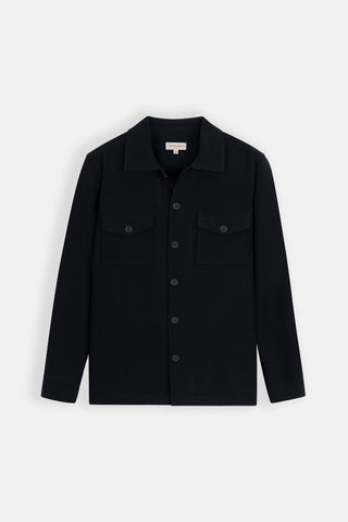 Patterned Black Button-Up Over-Shirt