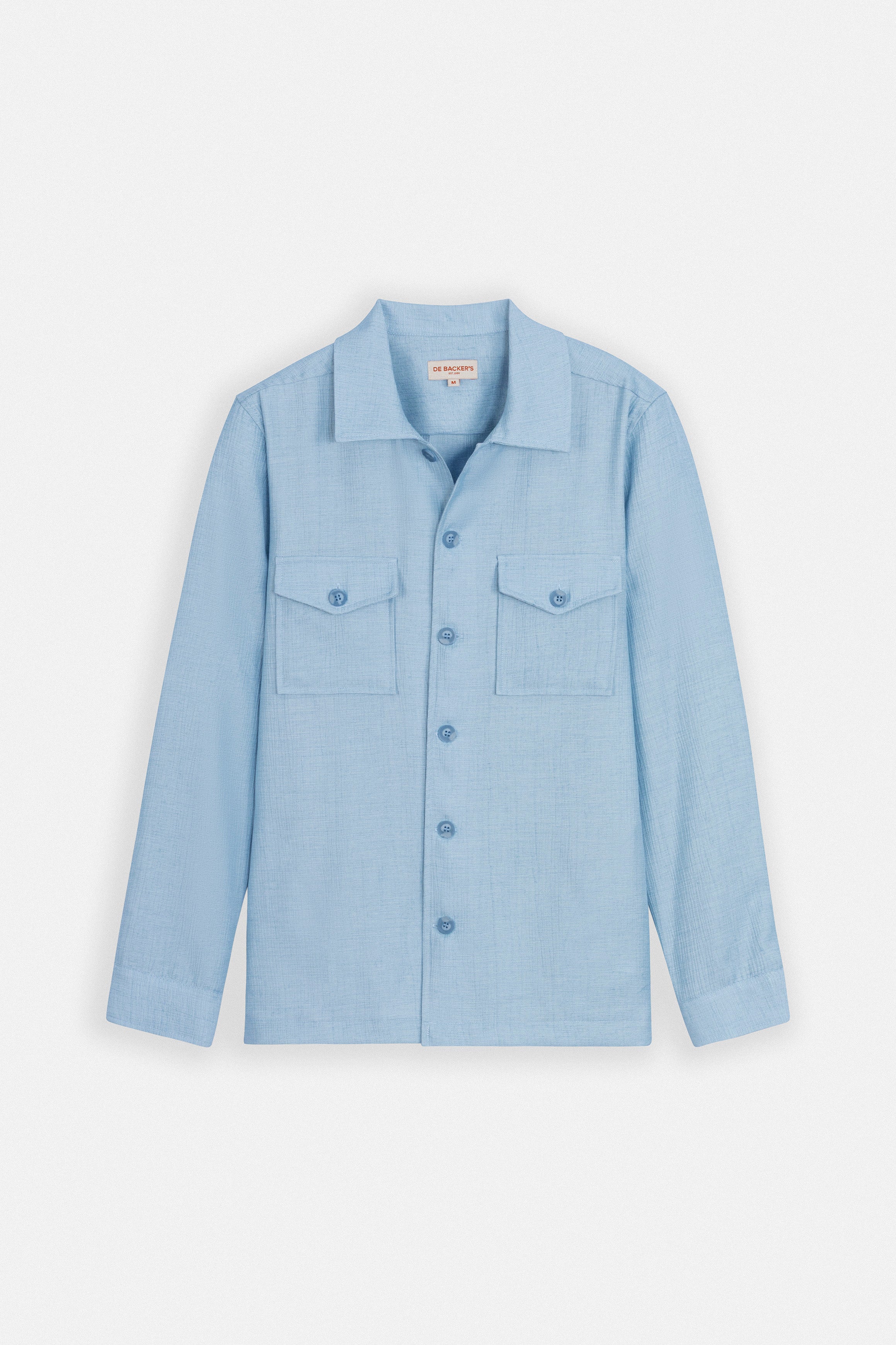 Patterned Light Blue Button-Up Over-Shirt