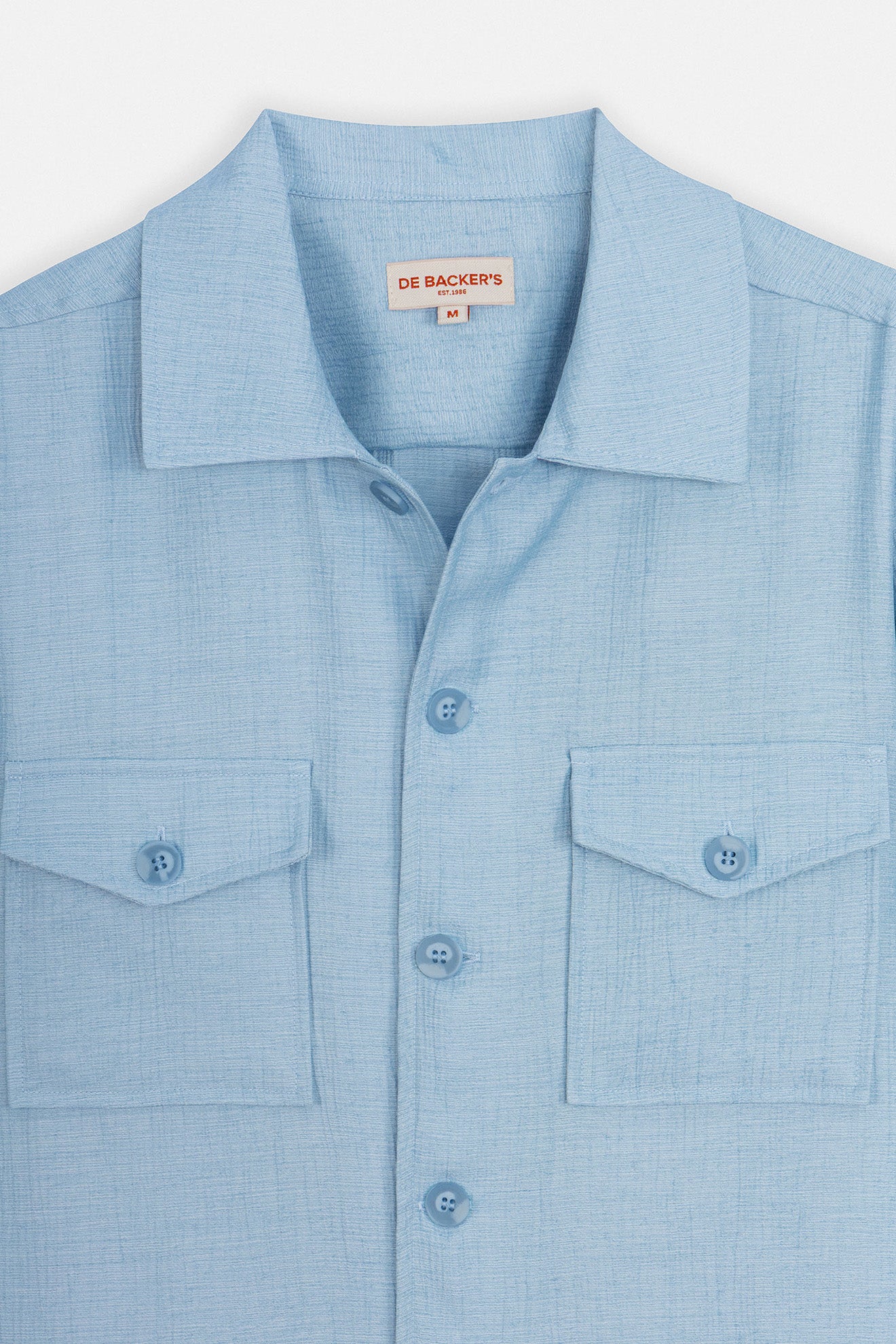 Patterned Light Blue Button-Up Over-Shirt