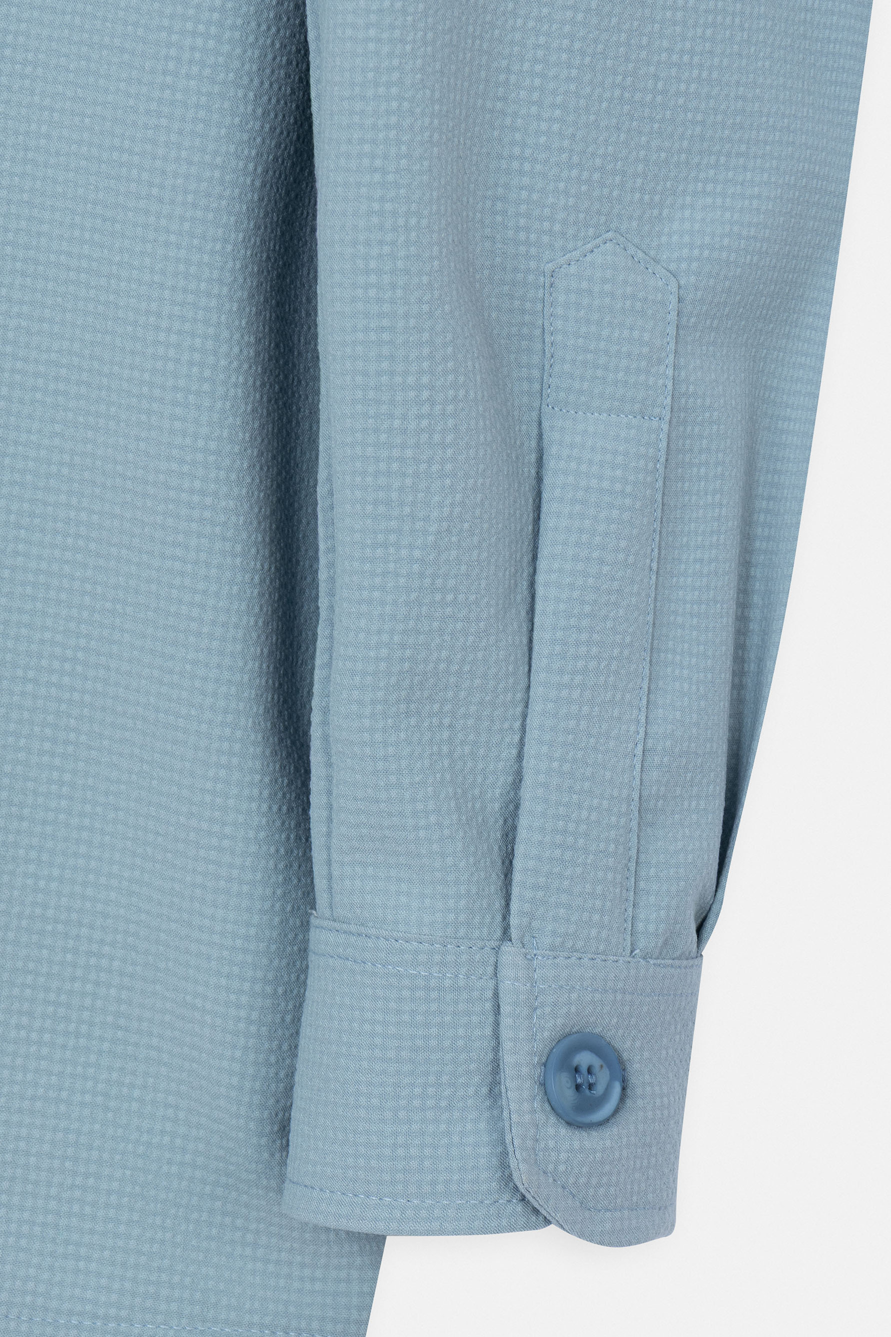 Patterned Light Blue Button-Up Over-Shirt