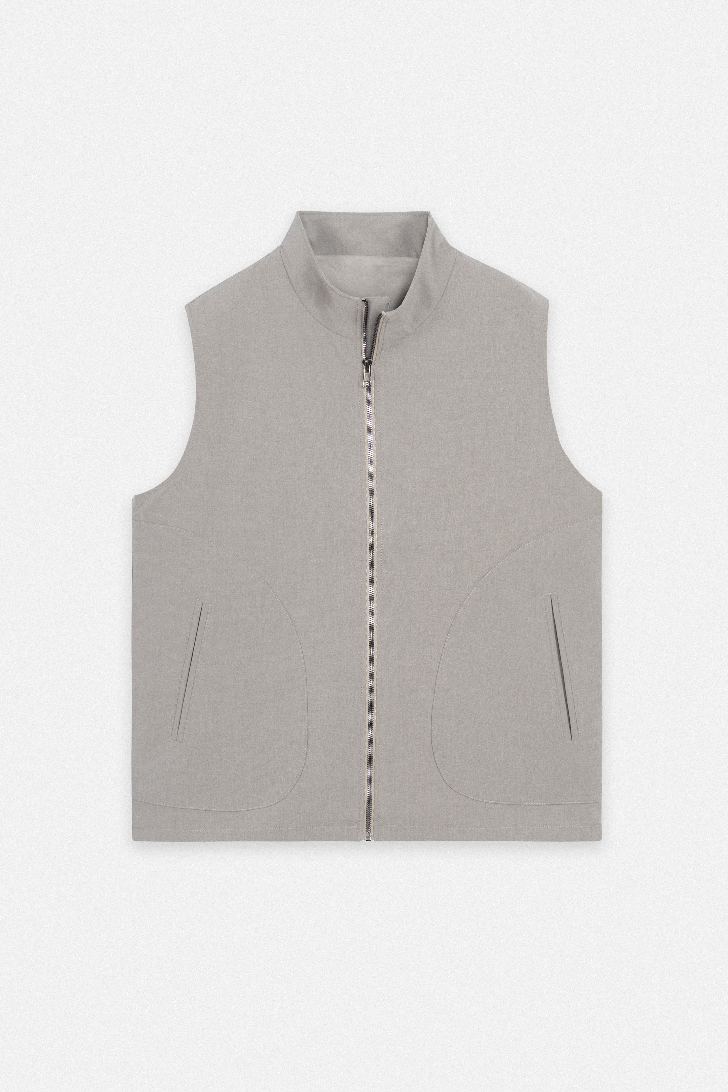 Beige Zip-Up Vest