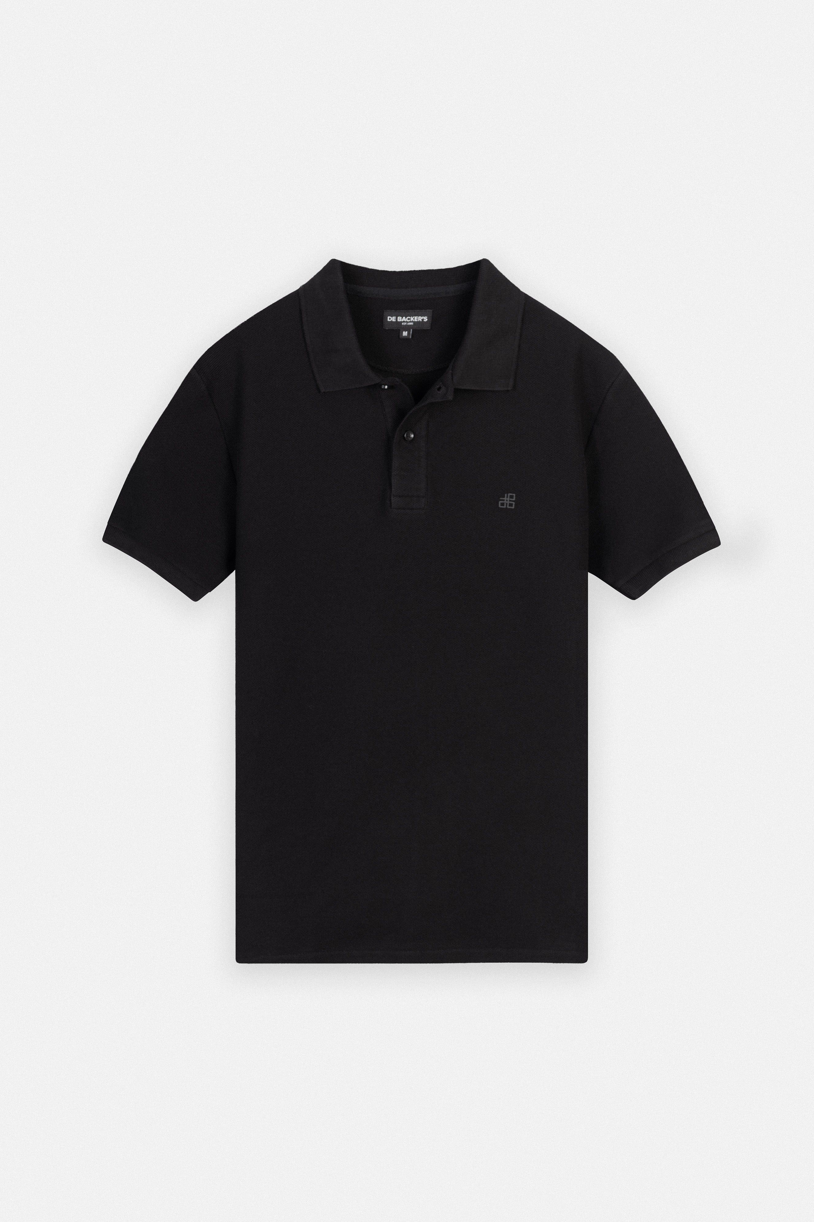 Pique Black Cotton Polo