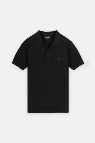 Pique Black Cotton Polo