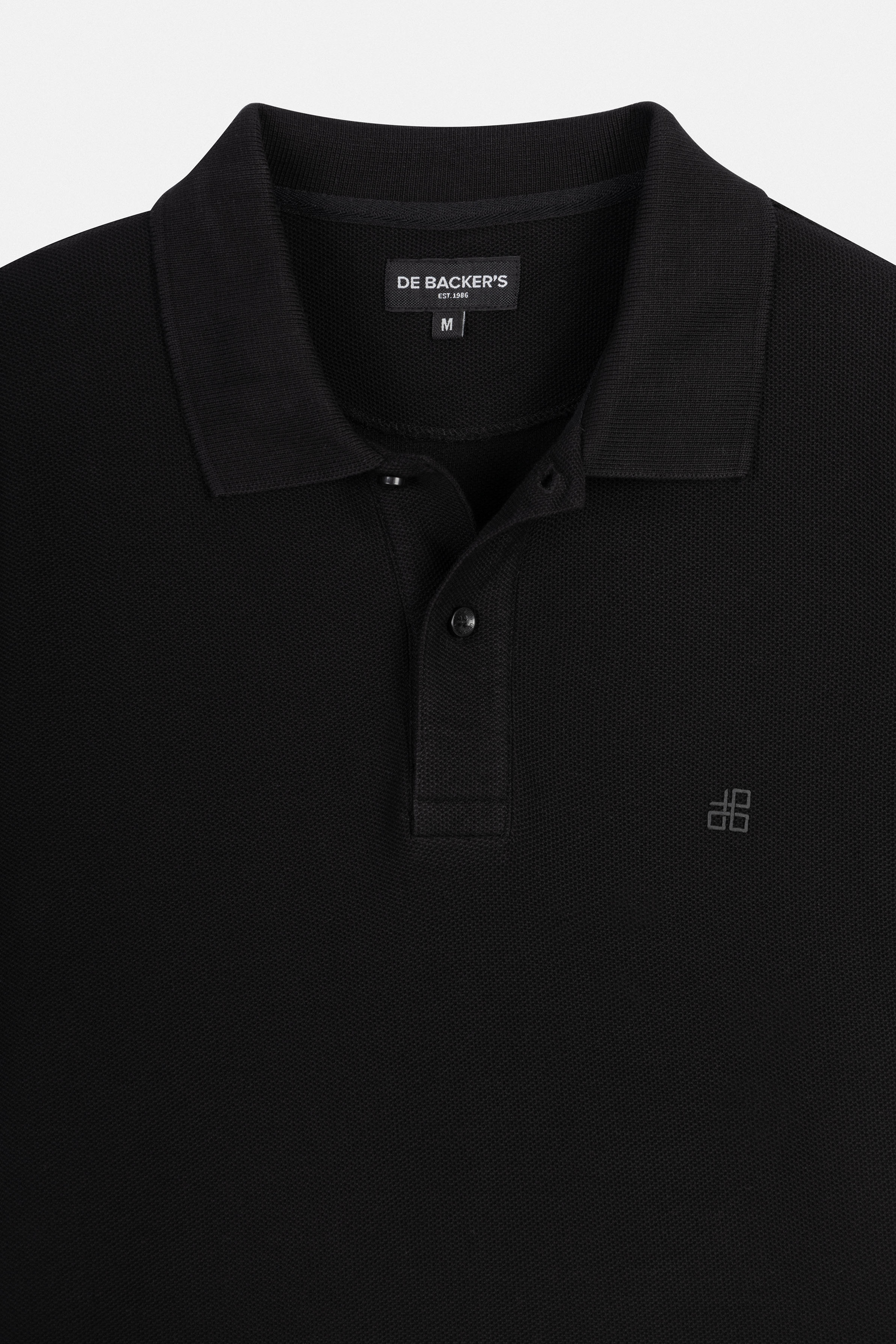 Pique Black Cotton Polo