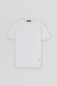 Off White Knitted Round T Shirt