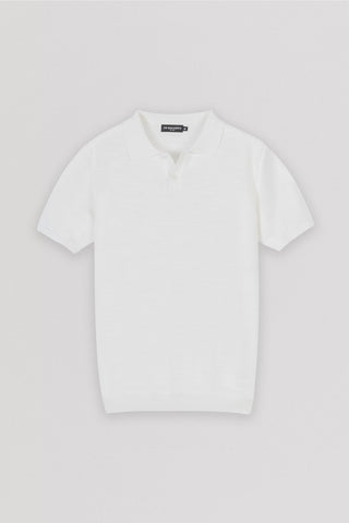 Knitted Pique Off White Polo T-Shirt