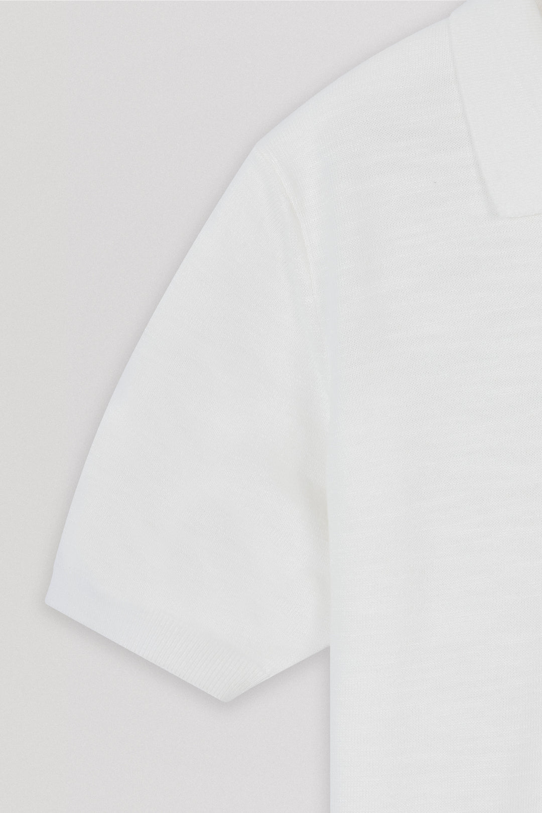 Knitted Pique Off White Polo T-Shirt