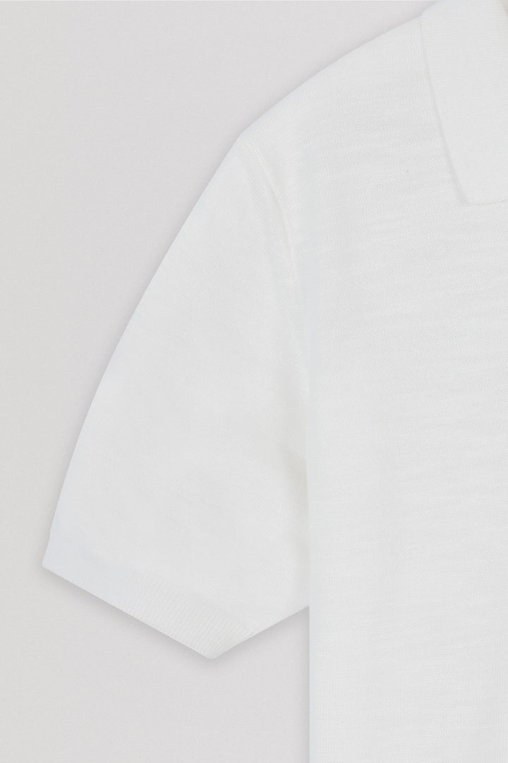 Knitted Pique Off White Polo T-Shirt
