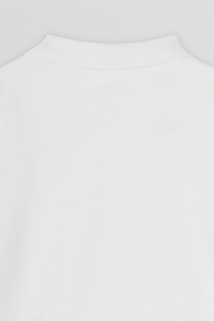 Knitted Pique Off White Polo T-Shirt