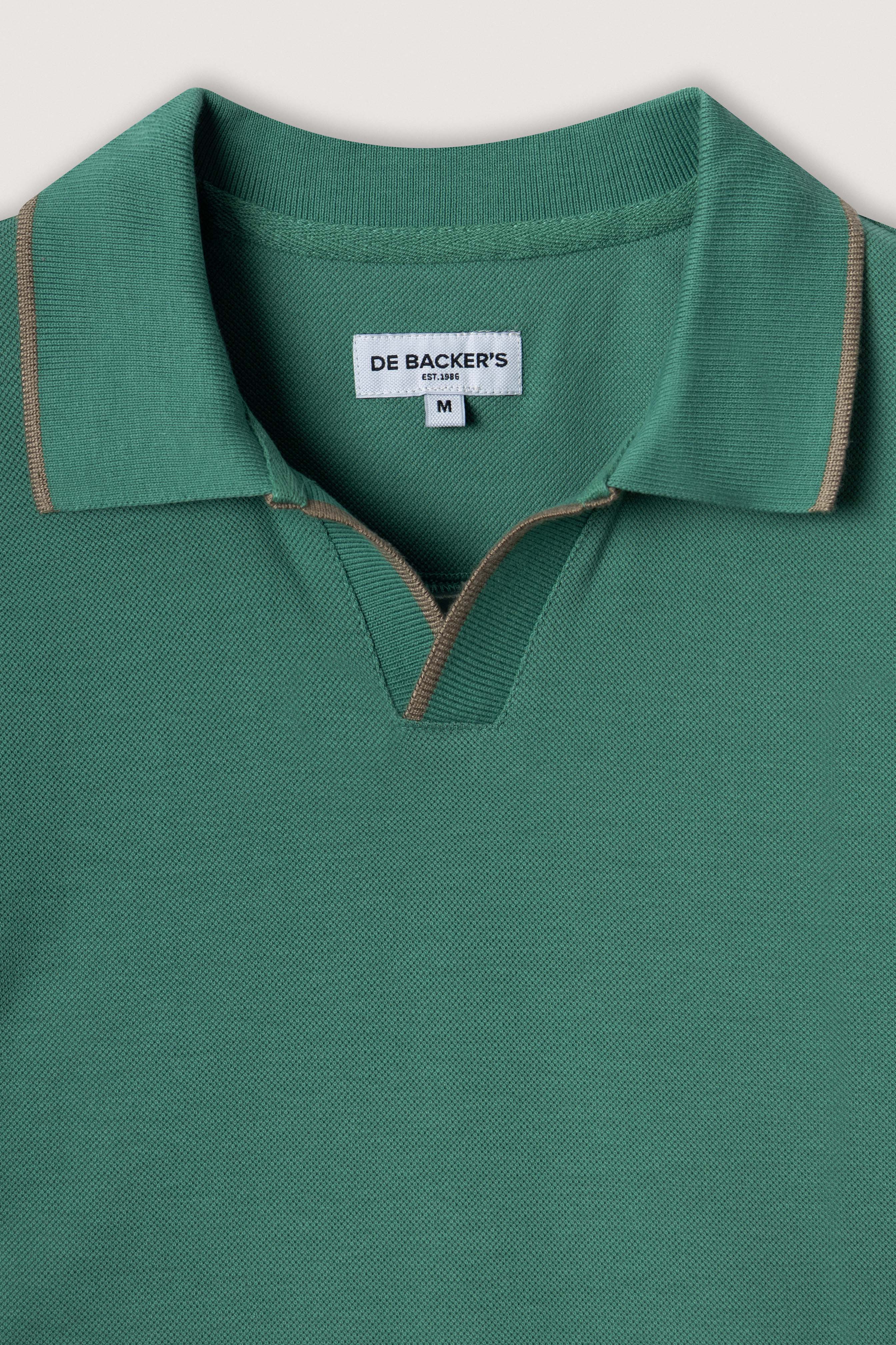 Antique Green Pique V neck Polo