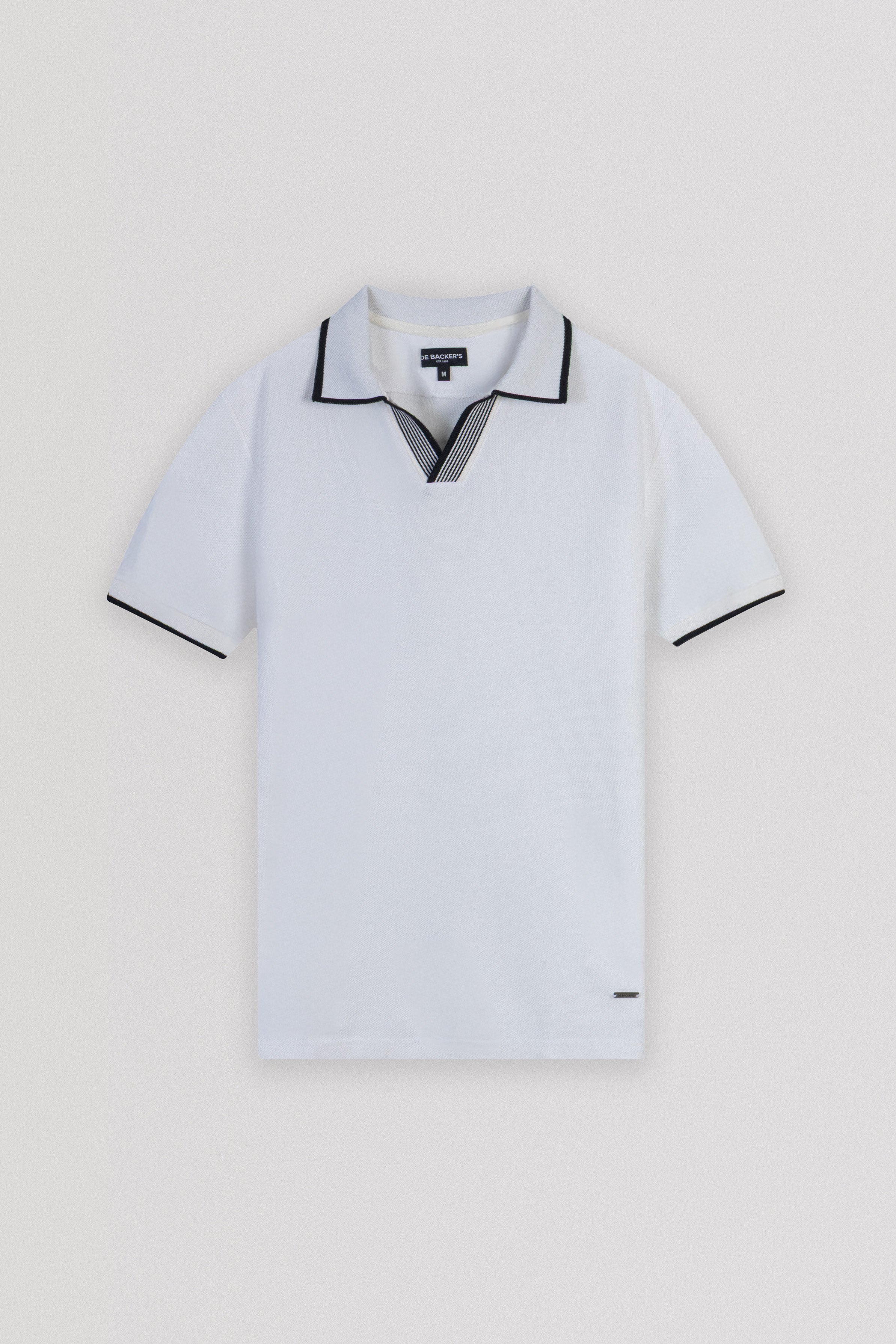Pique White V neck Polo