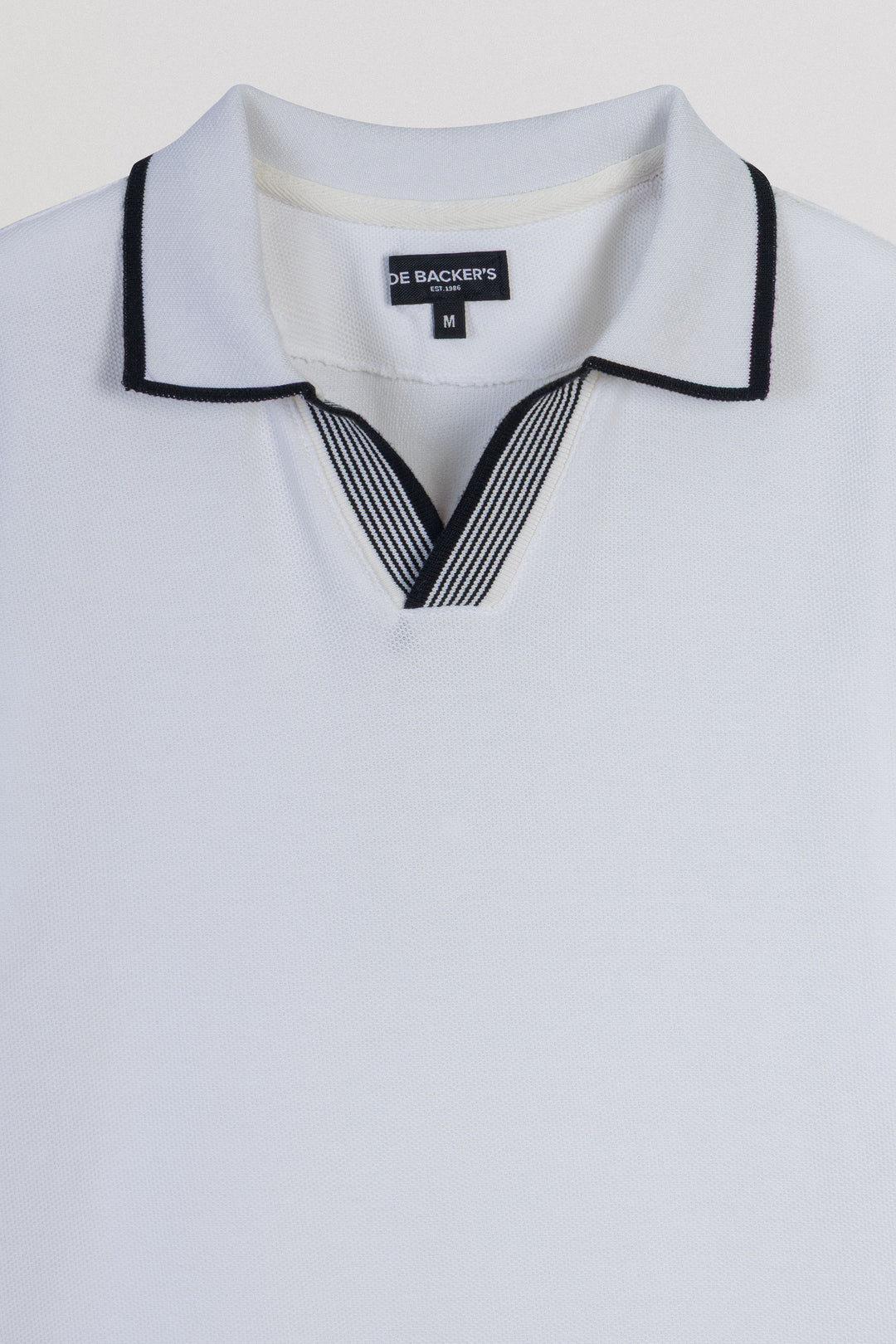 Pique White V neck Polo
