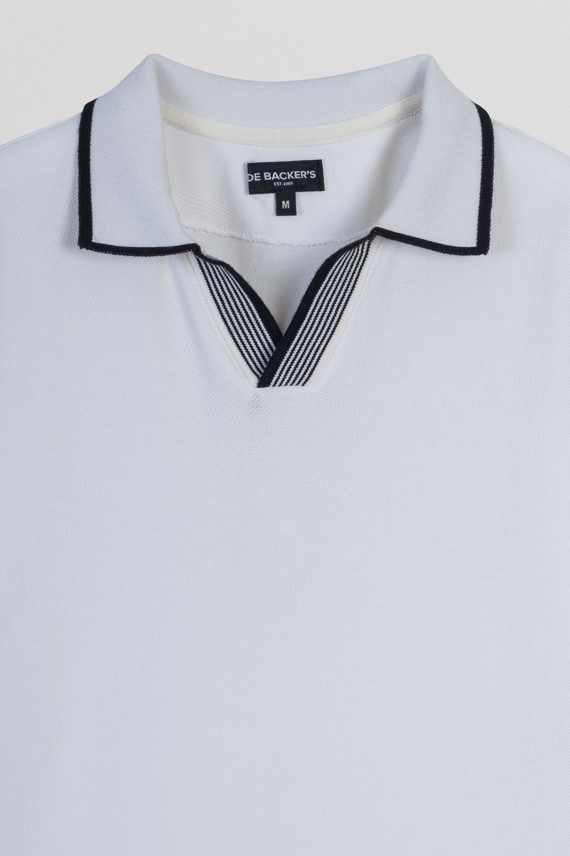 Pique White V neck Polo