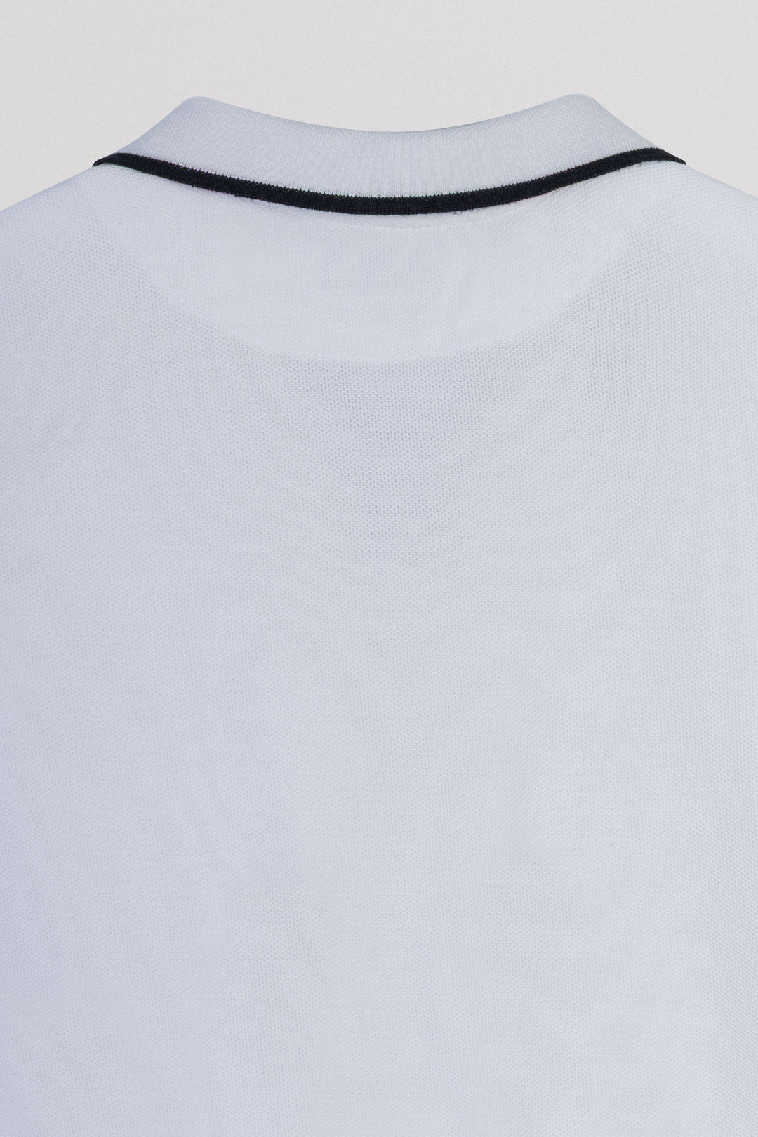 Pique White V neck Polo