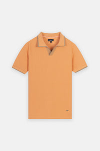 Pique Orange V neck Polo
