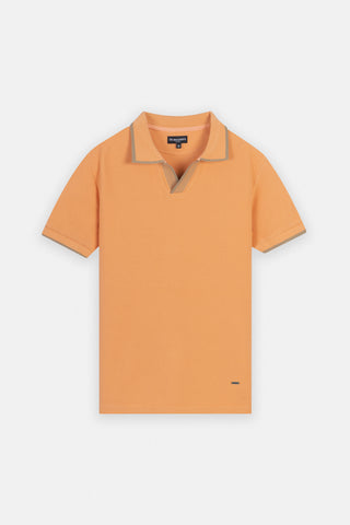Pique Orange V neck Polo