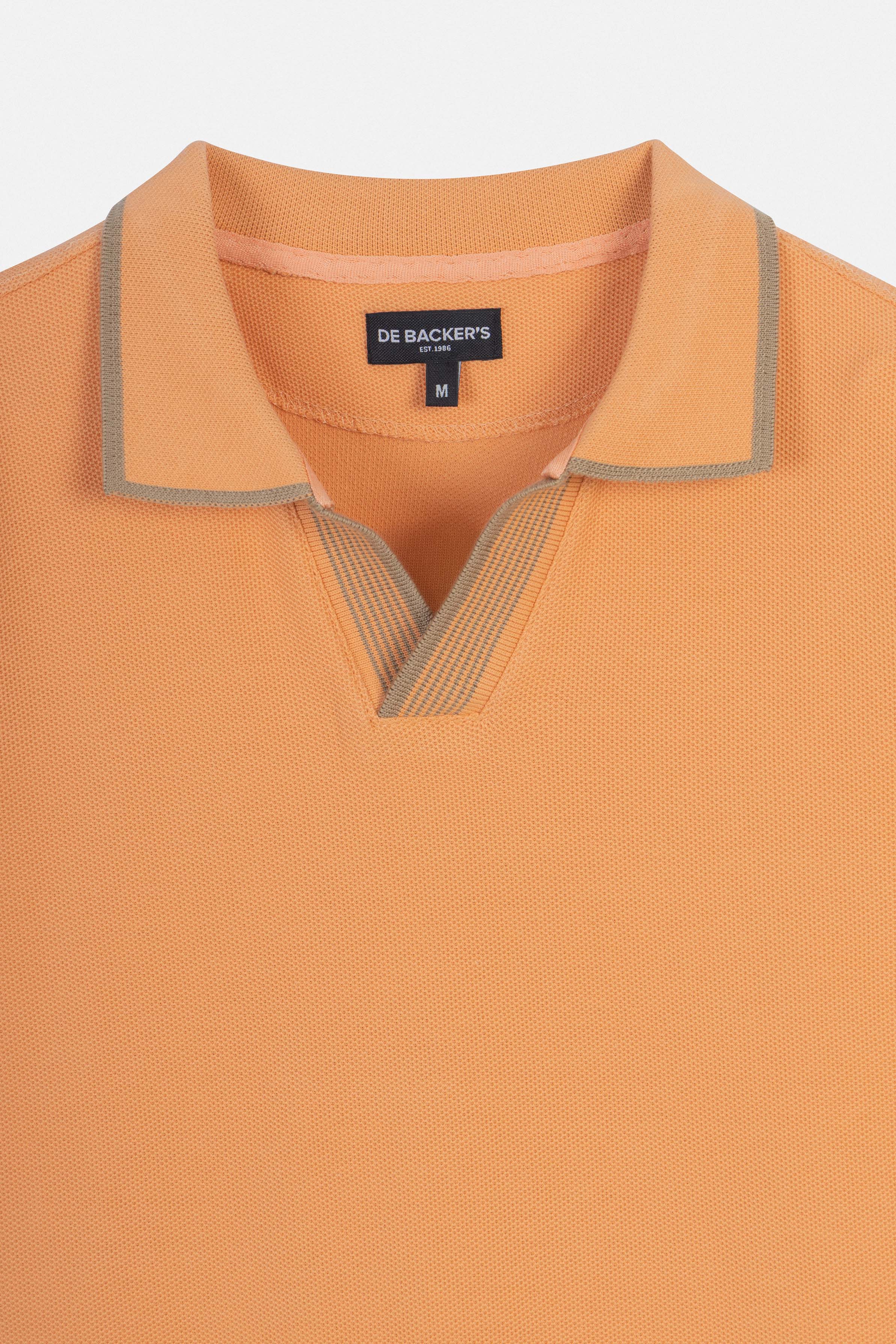 Pique Orange V neck Polo