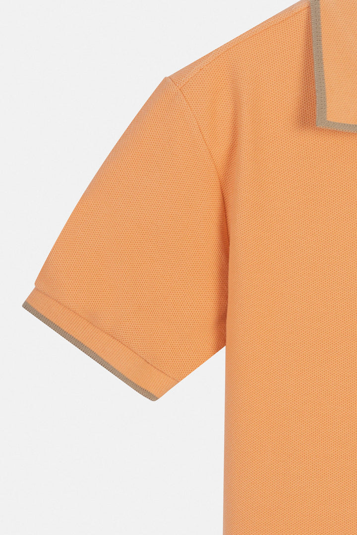 Pique Orange V neck Polo