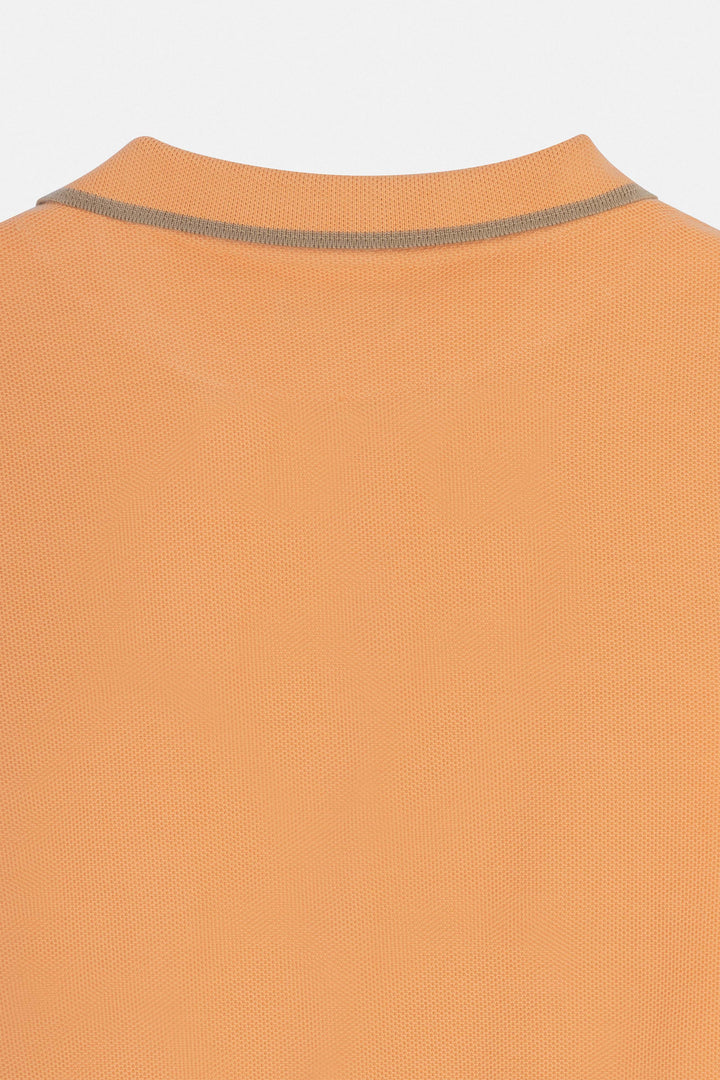 Pique Orange V neck Polo