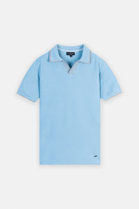 Pique Light Blue V neck Polo