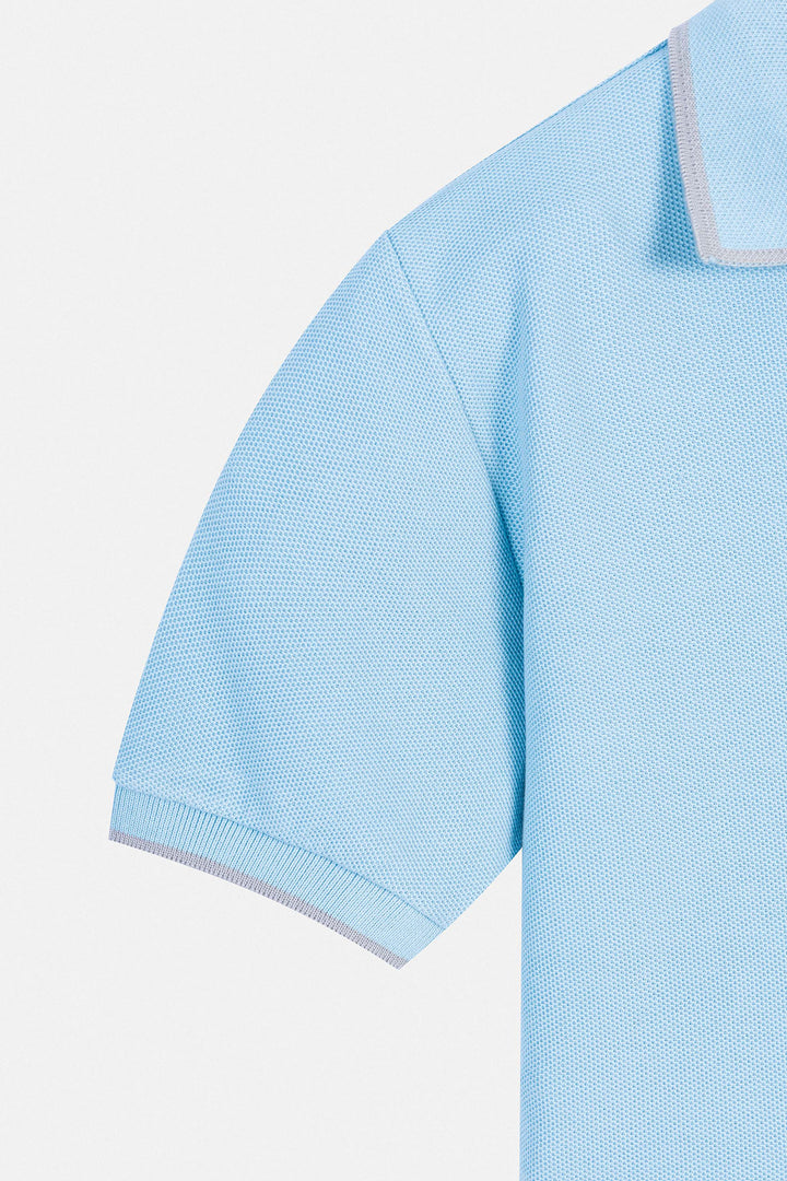Pique Light Blue V neck Polo