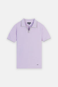 Pique Mauve V neck Polo