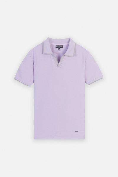 Pique Mauve V neck Polo
