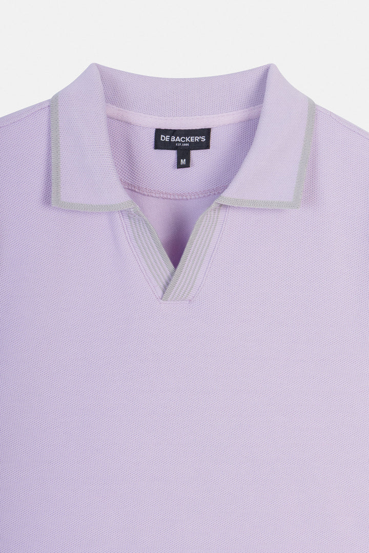 Pique Mauve V neck Polo