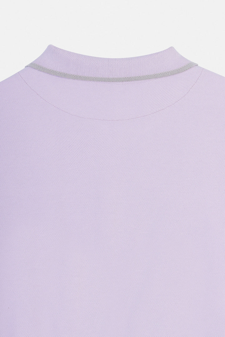 Pique Mauve V neck Polo