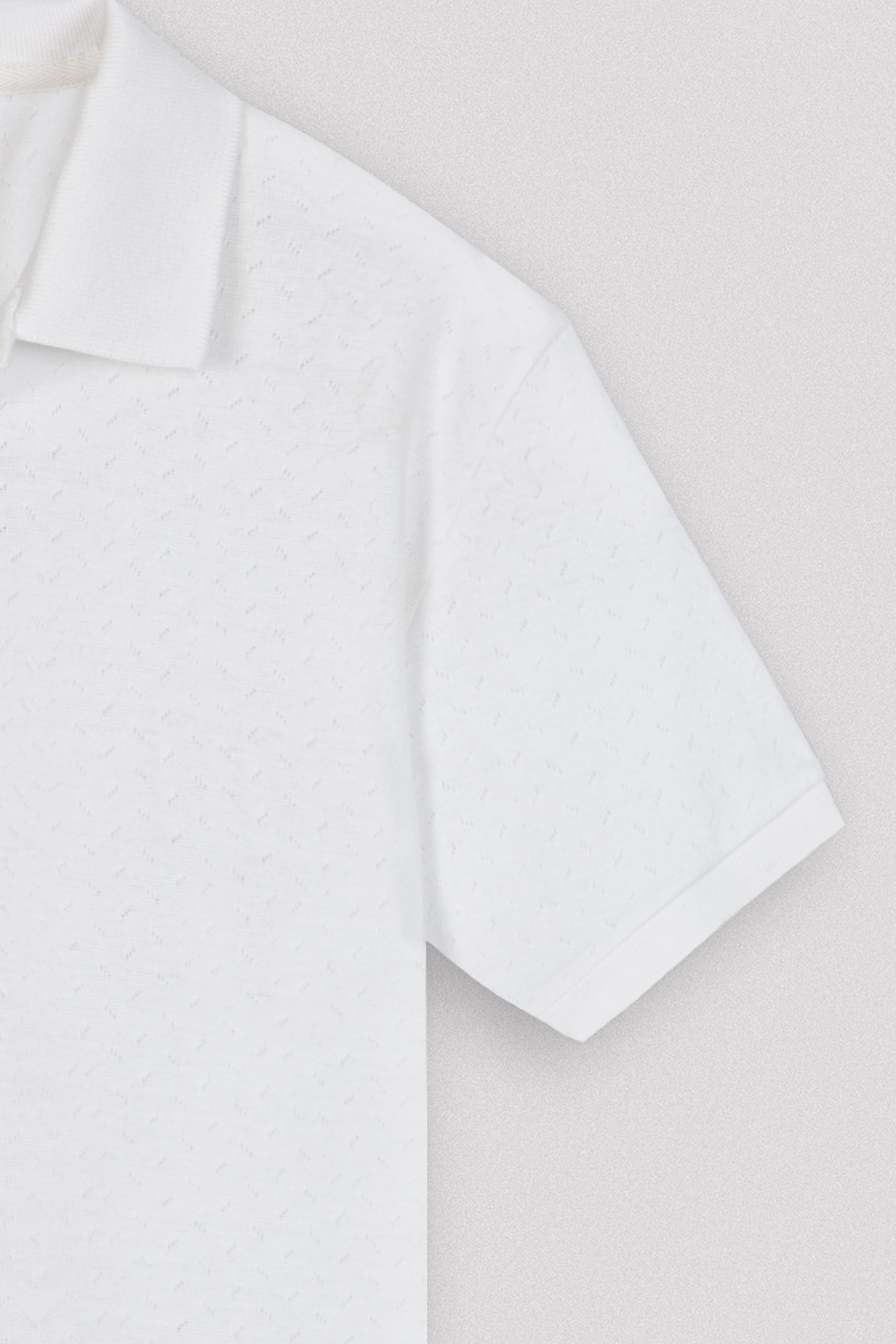 Jacquard Pique Basic White Polo